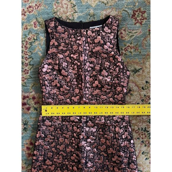 Alice + Olivia Bateau Metallic Bronze/Rose Gold Lamé Jacquard A-Line Mini Dress - Picture 13 of 14